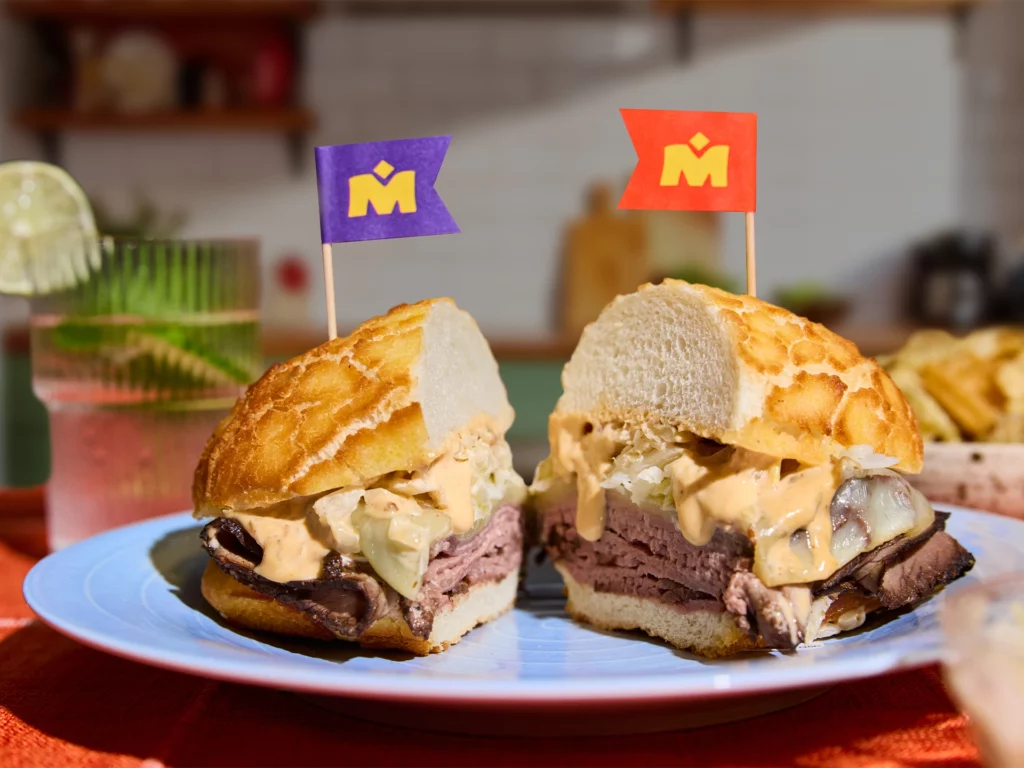 Recipe photo of Pastrami Sando Sandwich on a plate.