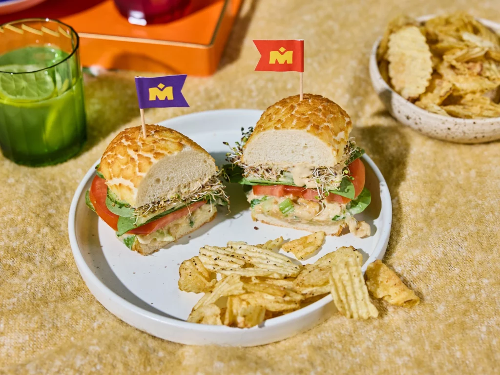 Recipe photo of Veggie Hummus Sando Sandwich on a plate.